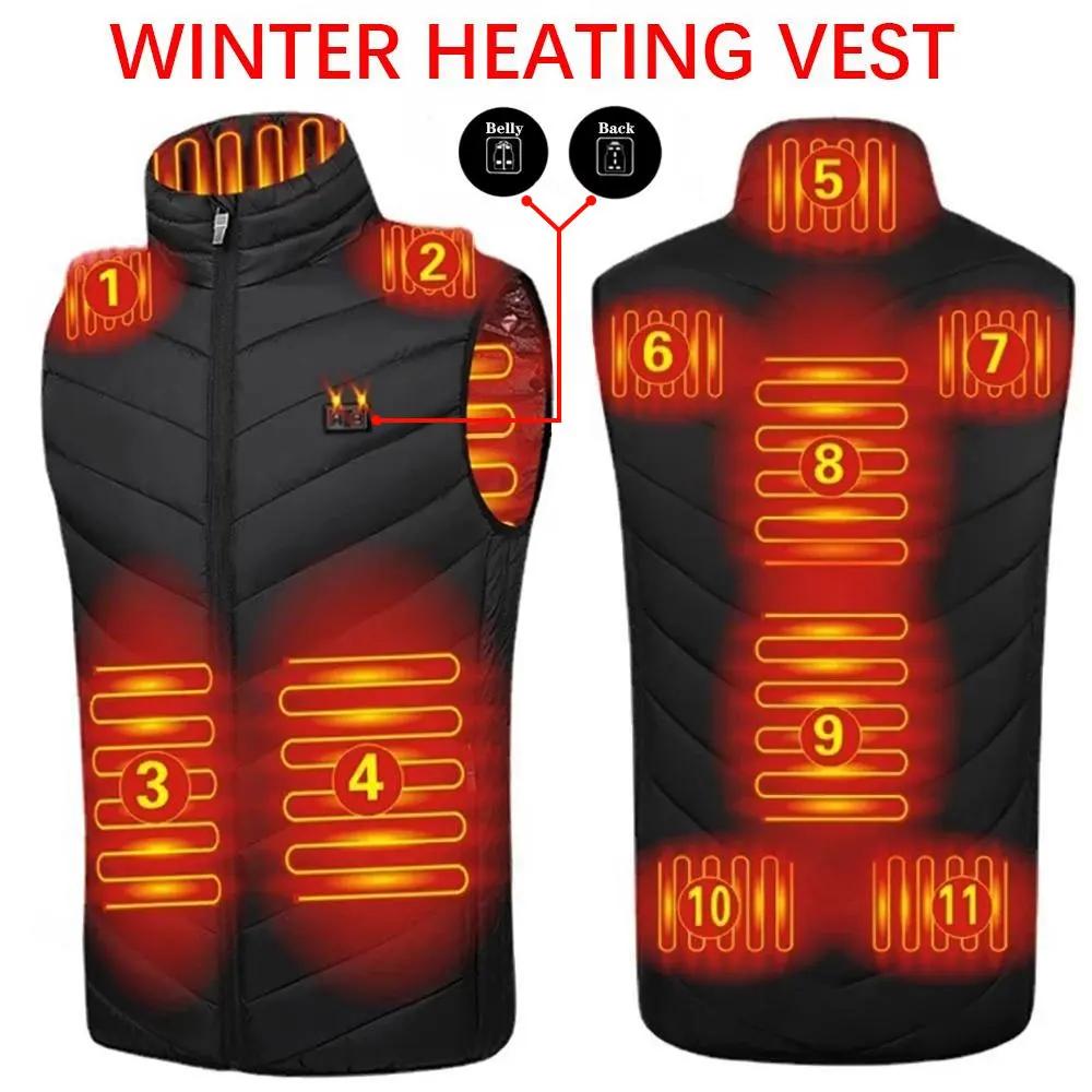 Jackor JYMCW Ny USB Electric uppvärmd Vest Winter Smart Heat Jackets Män Kvinnor Termiska värmekläder plus storlek på jaktrock P8101C