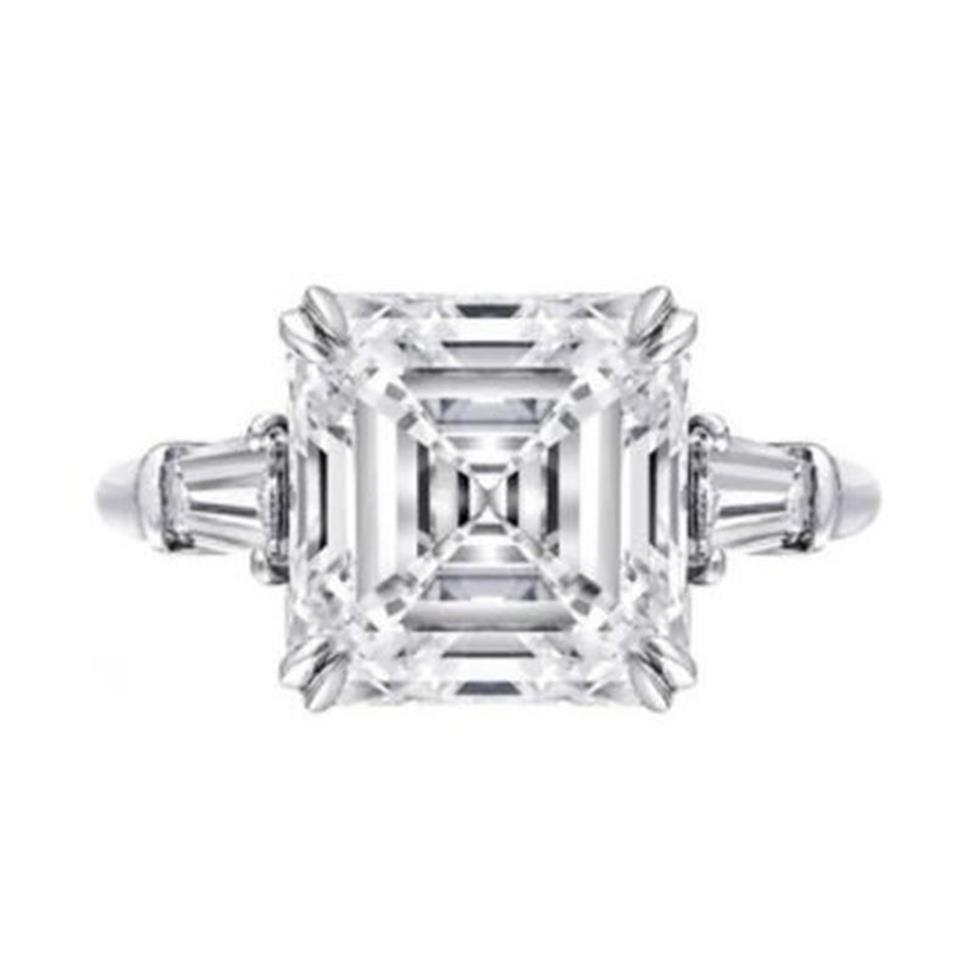 Vecalon Engagement Promise Ring 925 Sterling Silver Asscher Coup 6CT 5A CZ BALLES DE MEADURE DE LURXE ANNE