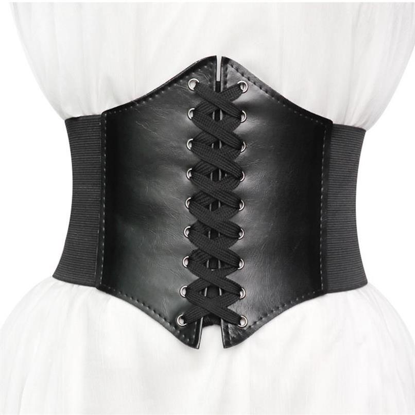 Ceinture corset large courroie de cuir PU cummerbunds sangle pour femmes élastique serrée haute taille minceur