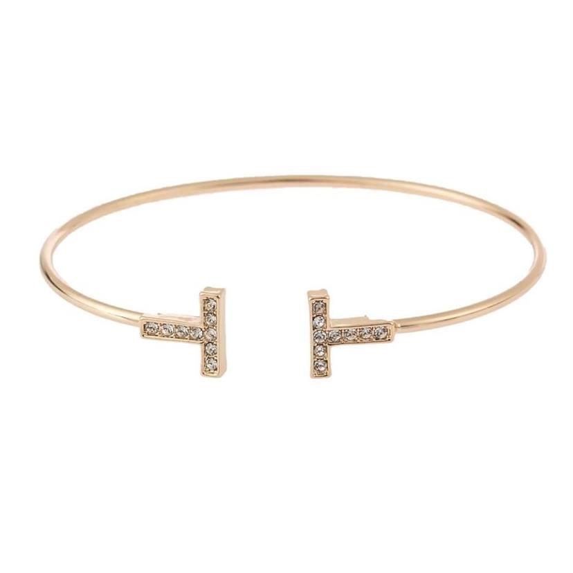 Bracciale bracciale amore designer di gioielli da donna unghie Personalità C forma Fashion doppia T diamante intarsiata Bracciale Open Bracciale Ladies Brace224k