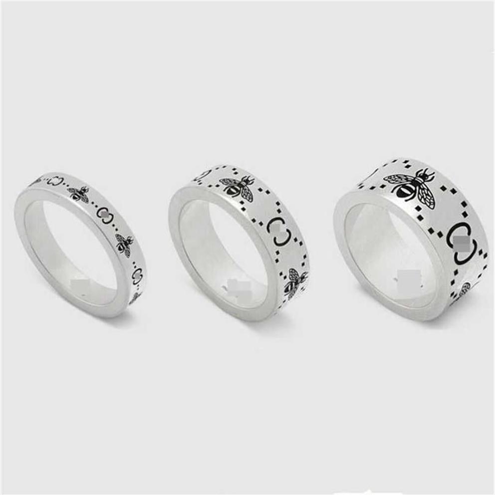 Bandringen 2023 Sieraden Nieuwe Sterling Silver Classic Double Bee for Men and Women Same Style Couple Ring171H