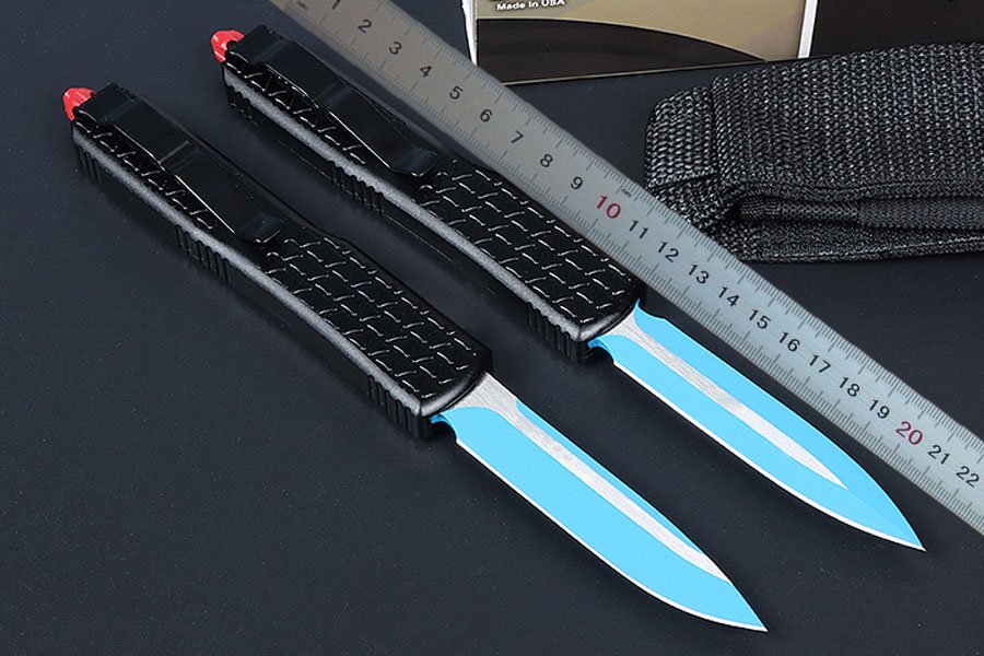 High Quality High End M7692 Auto Tactical Knife D2 Titanium Coating Blade CNC 6061-T6 Handle EDC Pocket Gift Knives With Nylon Bag