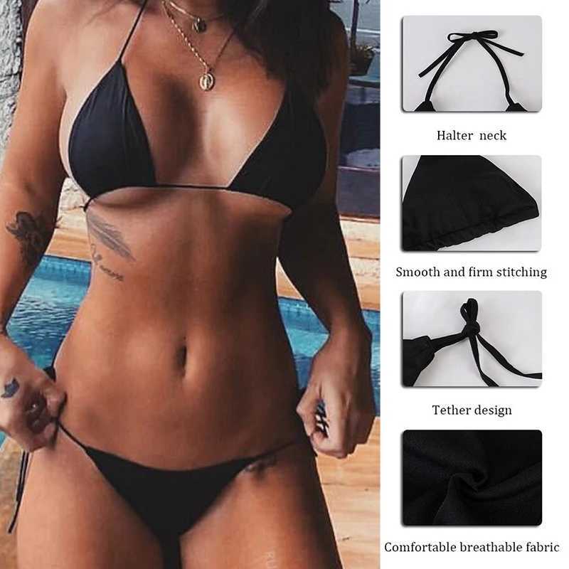 Bikinis set sexig bikini set gul baddräkt tecknad tryck mode söt kvinnors bh baddräkt djupt v sommar strandkläder party bikini suitl231225