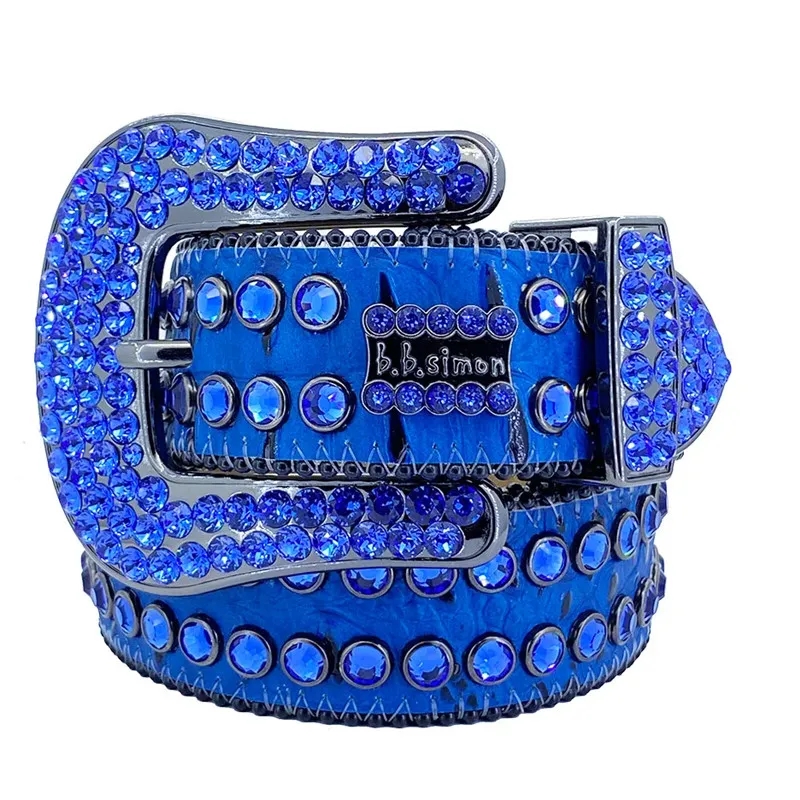 Designer Belt BB Belt Fashion Luxury Men's Belt and Women's Belt Leather Belt dekorerade med färgade diamanter Crystal Diamond3,8 cm