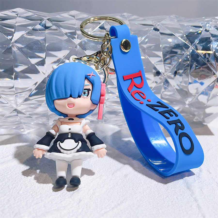 Porte-clés pendentif poupée 3d en Pvc, dessin animé Re Life In A Different World From Zero Ram Rem