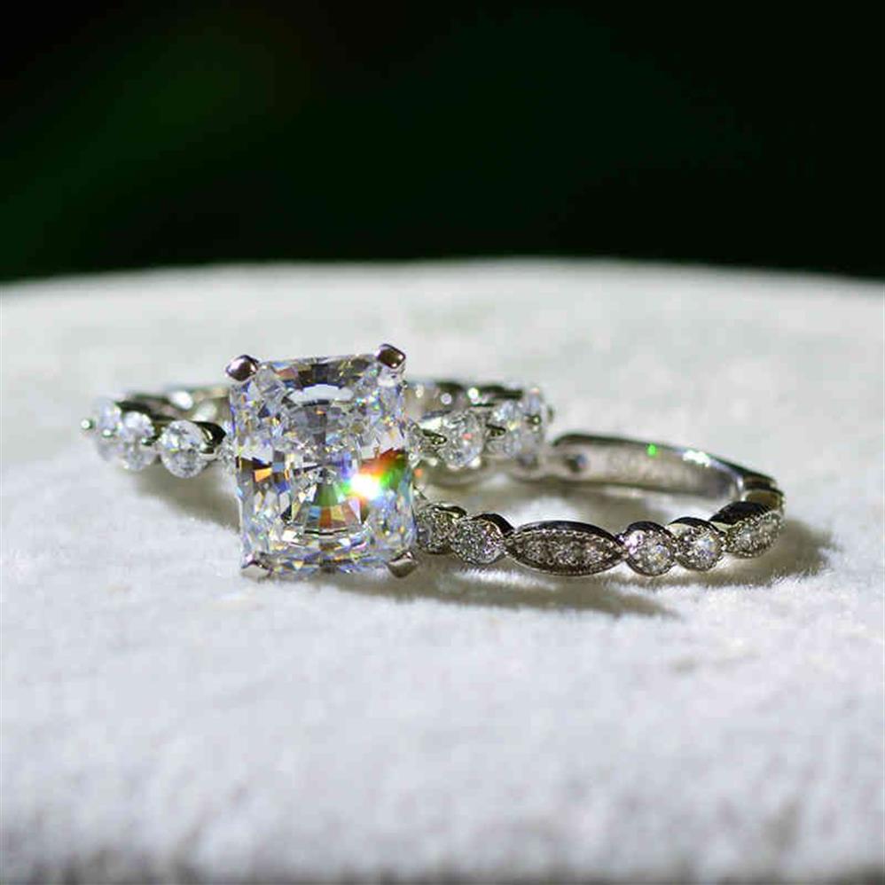 OEVAS 100% 925 Pierścienie ślubne srebrne srebrne dla kobiet iskrzące stworzone Diamenty z szlachetkami Moissanite Diamonds