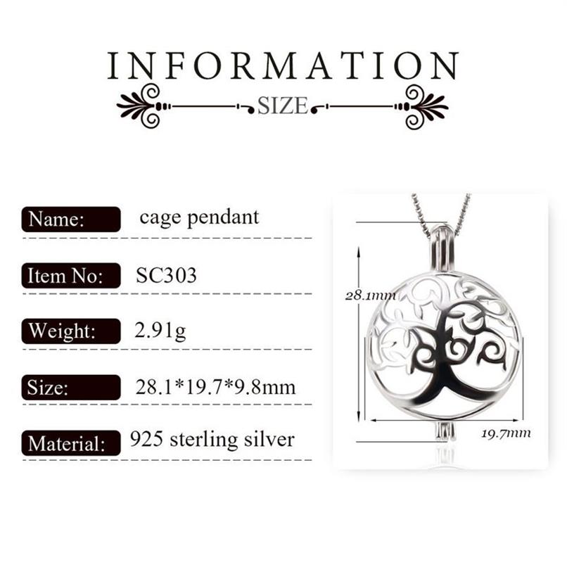CLUCI Redonde Life Tree Mujeres para collar que fabrican 925 Joya colgante de perlas de plata esterlina SC303SB360O
