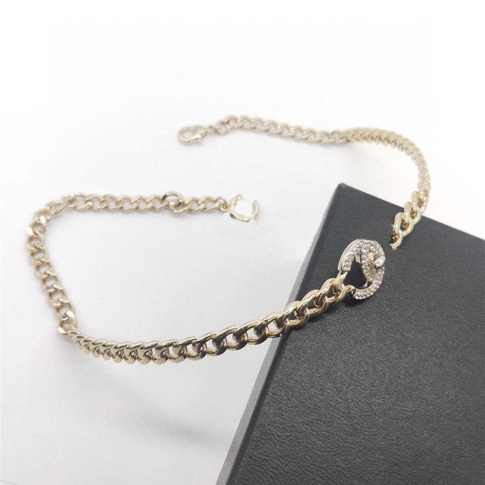 2023 Charme de qualité de luxe ouvert bracelet pendentif collier ras du cou avec diamant en deux couleurs plaqué avec tampon de boîte PS7443B269l