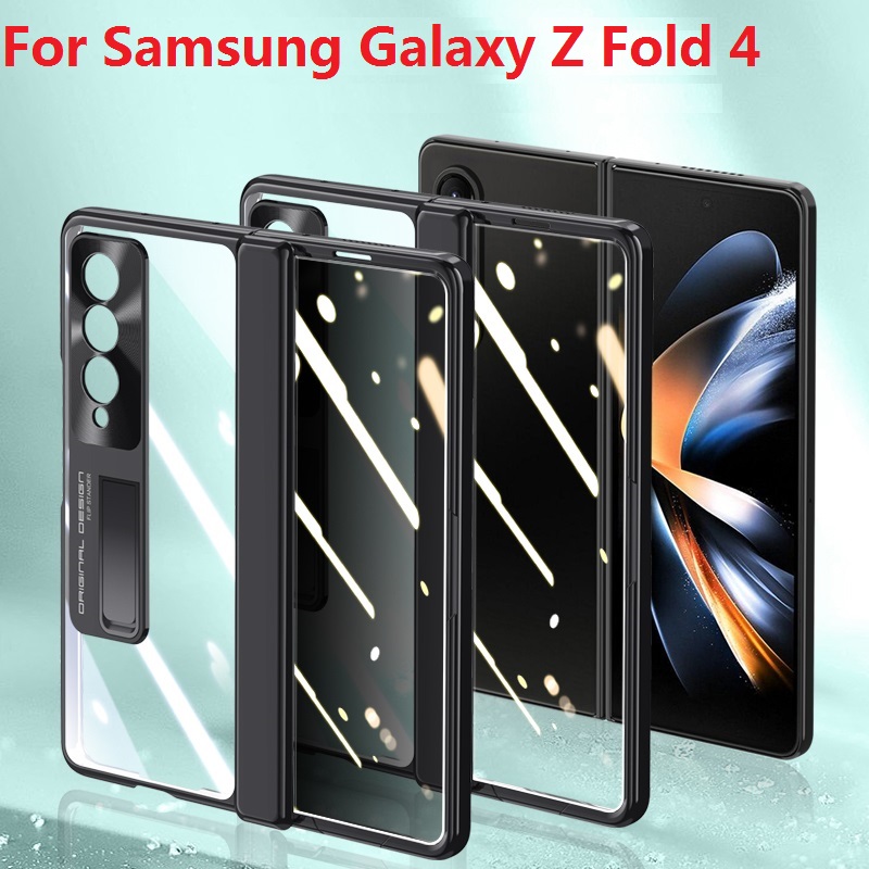 Étui rigide transparent pour Samsung Galaxy Z Fold 4, Film de verre de confidentialité, support Anti-espion, couvercle de Protection de charnière