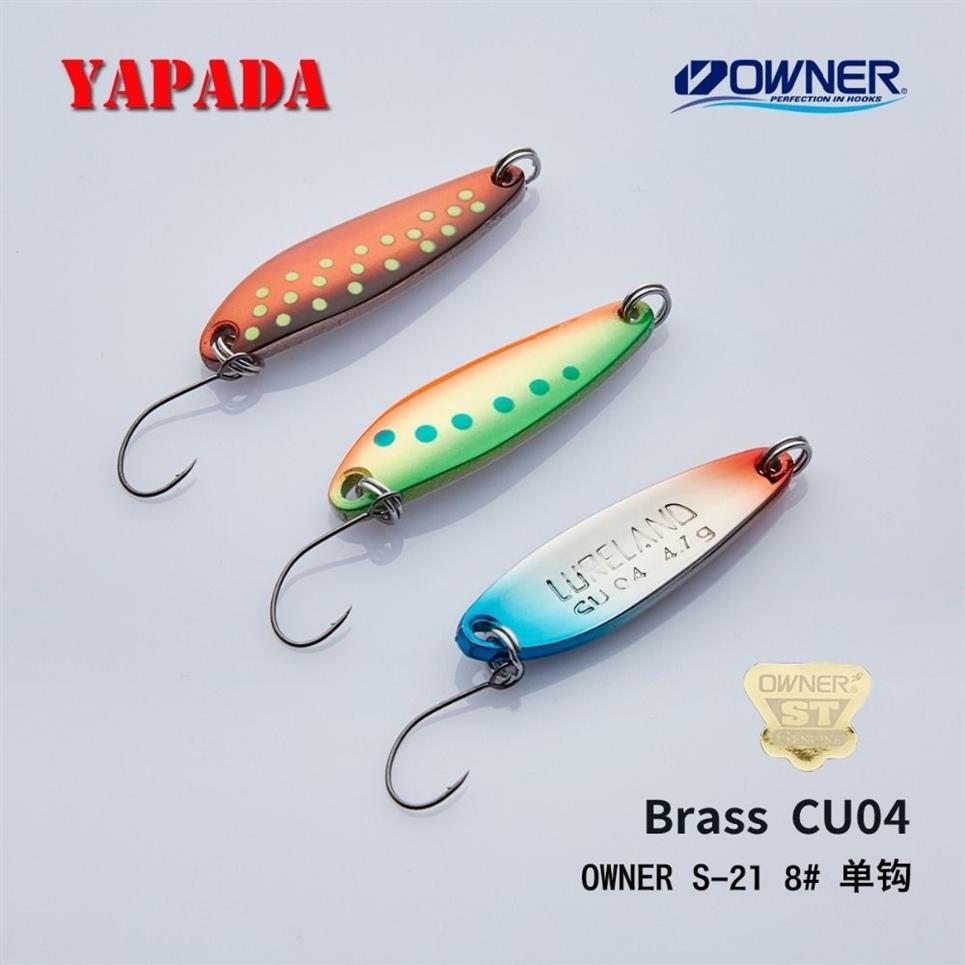 Yapada Brass Spoon CU04 2 8G 3 6G 4 7G 36X10MMオーナーシングルフックマルチカラーメタルスプーンストリーム釣りルーサートラウトT191016308B