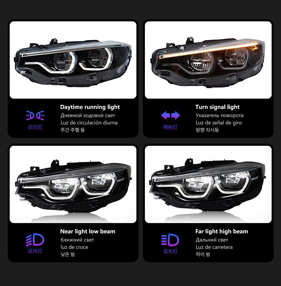 مجموعة المصابيح الأمامية أثناء النهار للسيارة لـ BMW F32 F36 M4 F82 LED LED Signal Head Light 2013-2019