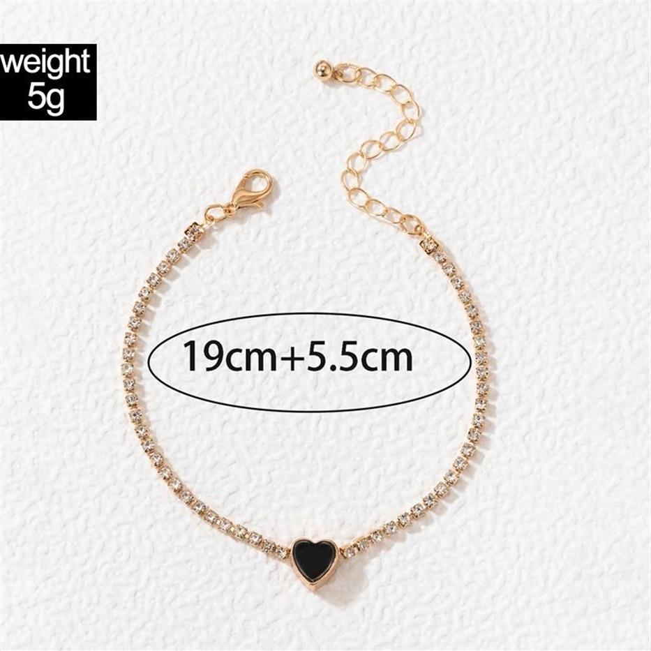 Bangle HuaTang Korean Style Crystal Love Heart For Women Fashion Gold Color Alloy Adjustable Metal Bracelets Party Jewelry 21059303l