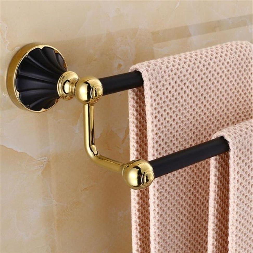 Accessori il bagno Lega di zinco finitura oro nero Porta asciugamano Porta accappatoio Porta scopino Porta asciugamani Set da bagno Porta carta T20202S