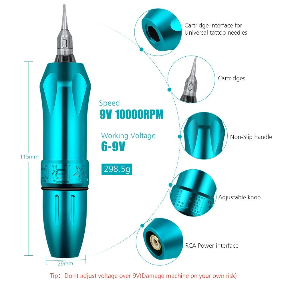 Makine Roket Dövme Hine Kit Roket Rotary Tam Dövme Hine Kalem Kiti RCA Konektör Dövme Kiti Kalıcı Makyaj Kartuşu