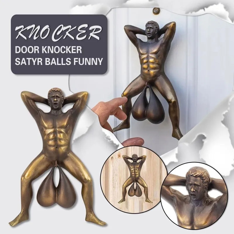 Knocker Door Knocker Satry Balls Engraçado 16 * 8cm Casa Objetos Decorativos Estatuetas Homens Criativos Paródia Campainha Soa Engraçado Door Knocker Resina Artesanato Parede