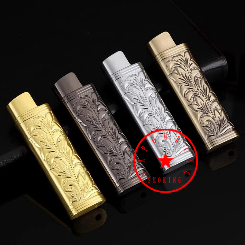 New Style Smoking Colorful Metal Alloy Replaceable ED1 Lighter Casing Case Shell Protection Sleeve Portable Sheath Herb Tobacco Cigarette Holder