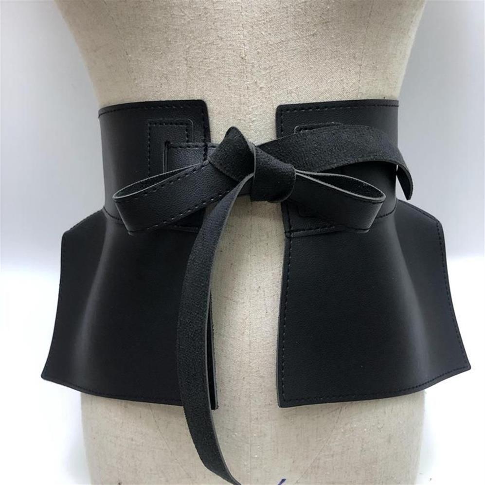 Belts Women Peplum Belt Female Skirt Leather Waist Fashion Ladies PU Black Bow Wide Harness Dresses Designer Waistband245k