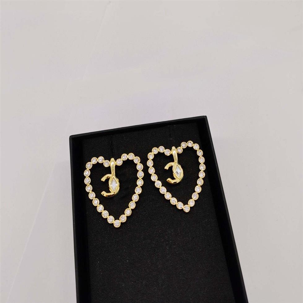 2023 Luxury quality charm Heart shape stud earring with sparkly diamond in 18k gold plated have box stamp PS7407A251i