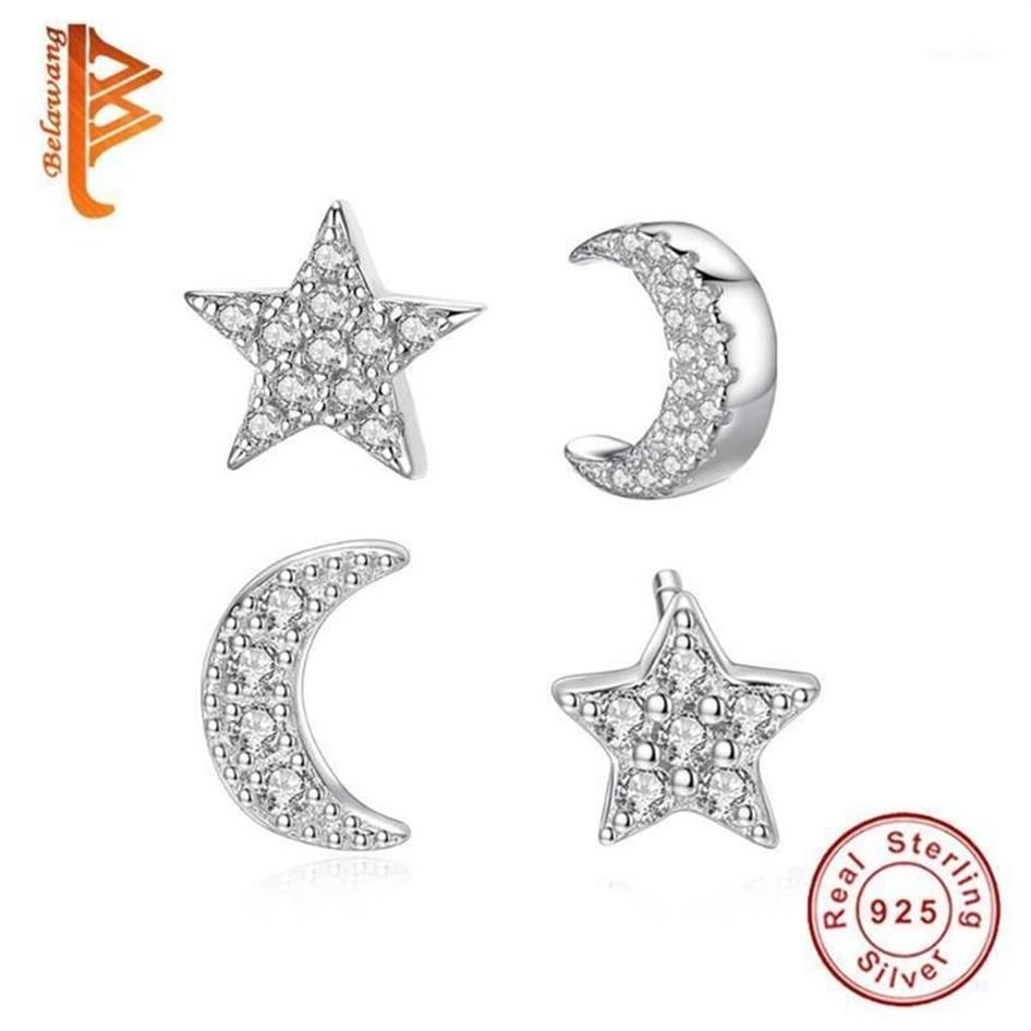 BELAWANG Maan en Ster Stud Oorbel voor Vrouwen 925 Sterling Zilver Originele Kerst Sieraden Gift Mode-sieraden Earrings1234B