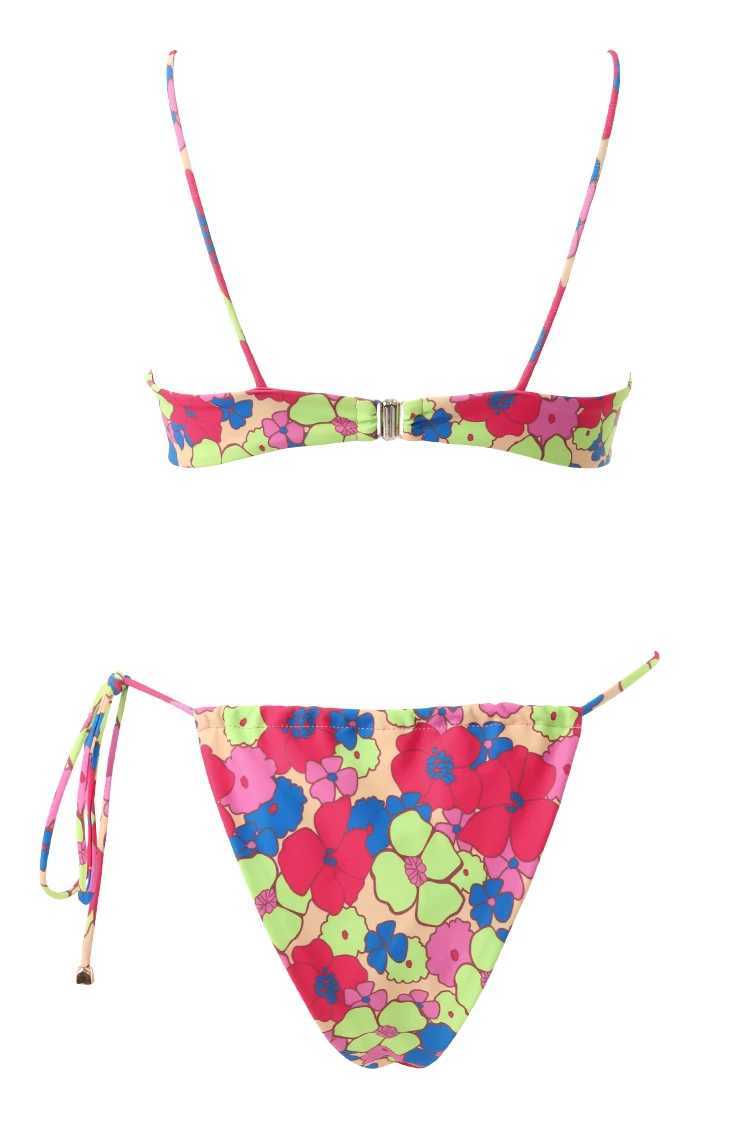 Conjunto de biquínis micro conjunto de biquíni feminino maiô srting maiô sexy tanga push up banho 2024 impresso floral biquíni brasileiro womenl231225