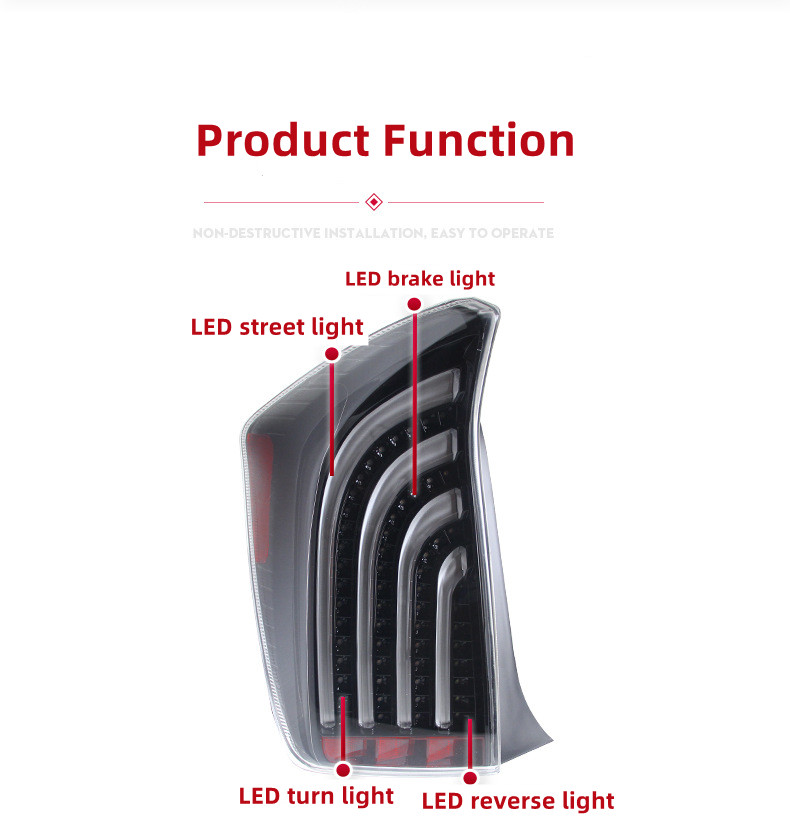 Bilens bakljus för Toyota Prius 2010-2012 LED-bakljus bakljus LED Höjdpunkt Dimlampströmsignal