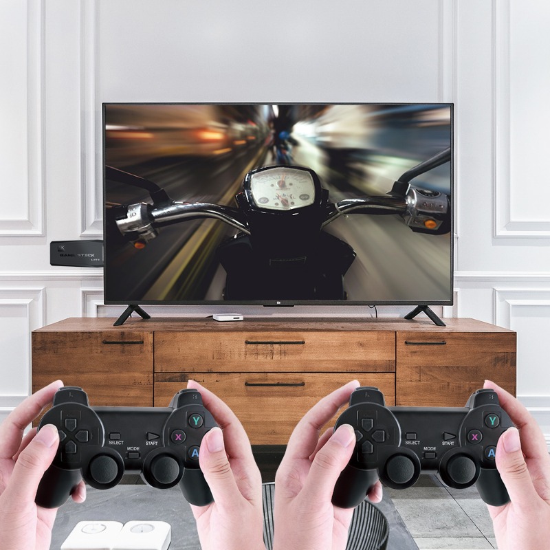 Mini Two-Player Wireless High-Definition Game Console M8 Dual Joystick Retro Nostalgia TV Stick Operating Handle Connect Computer TV Passion Game 64G