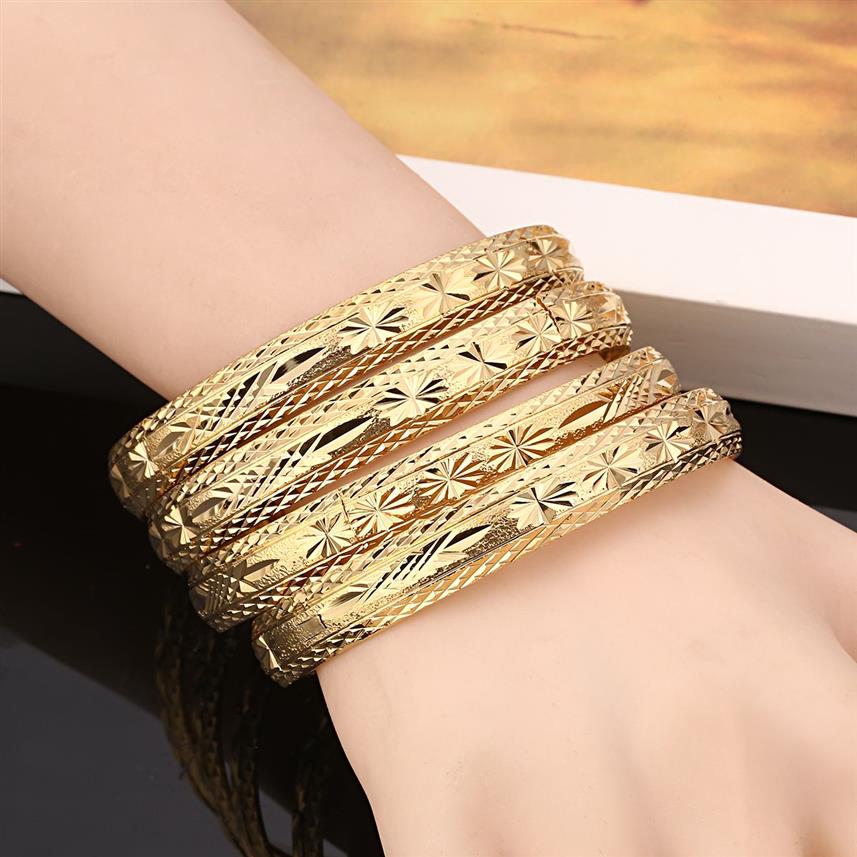 Dubai Gold Bangles Wide Bracelets African European Ethiopia Jewelry Bangles234l