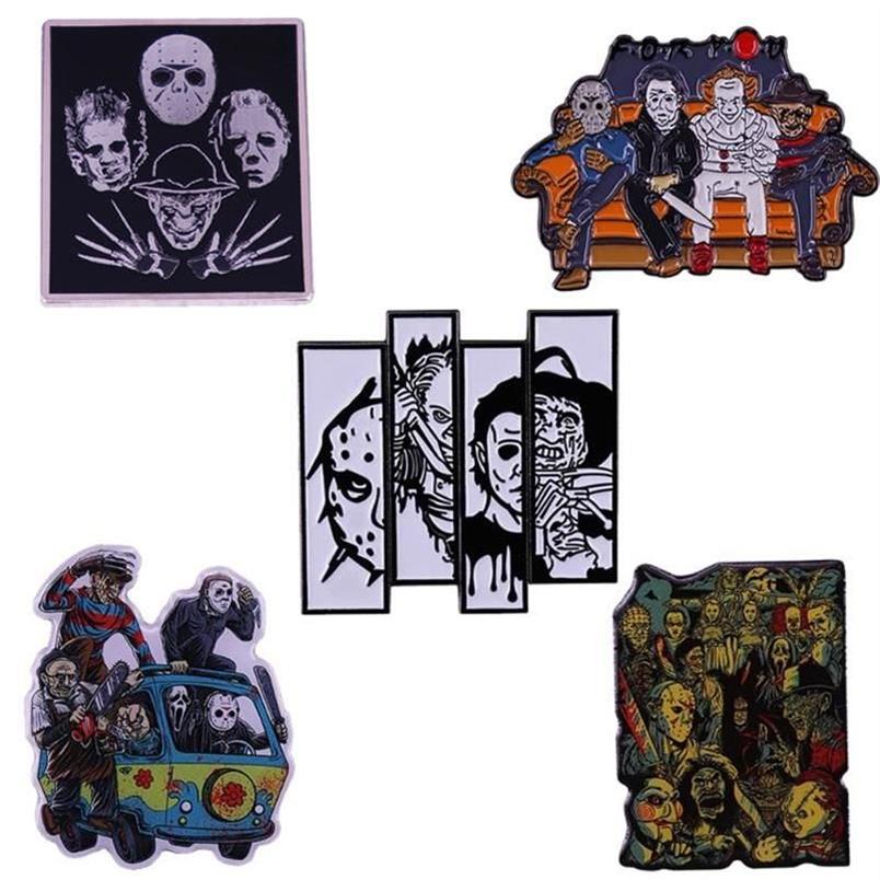 Broches à revers pour hommes maléfiques, broche de Collage de film d'horreur des années 80, Badge de tueur, visage en cuir Chucky283l