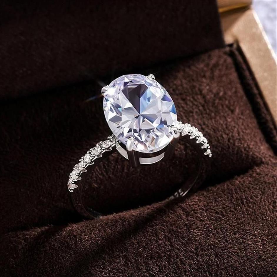 Klassische übergroße ovale glänzende Zirkonia-Ringe für Frauen, modischer Verlobungsschmuck, eleganter weiblicher Ehering, Fingerring267z
