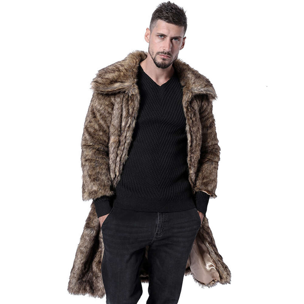 Moda Primavera Homens Blusão Pele Casual Mens Marca Masculina S Casacos Roupas Collar Fox Flip Trench Roupas Casacos Casacos Outerwear 174