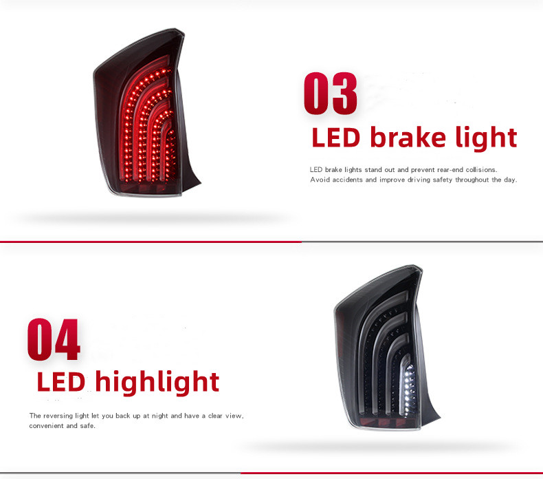 Bilens bakljus för Toyota Prius 2010-2012 LED-bakljus bakljus LED Höjdpunkt Dimlampströmsignal