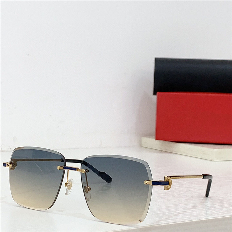 New fashion design square shape pilot sunglasses 0336 metal frame rimless cut lens simple and popular style versatile outdoor UV400 protection glasses