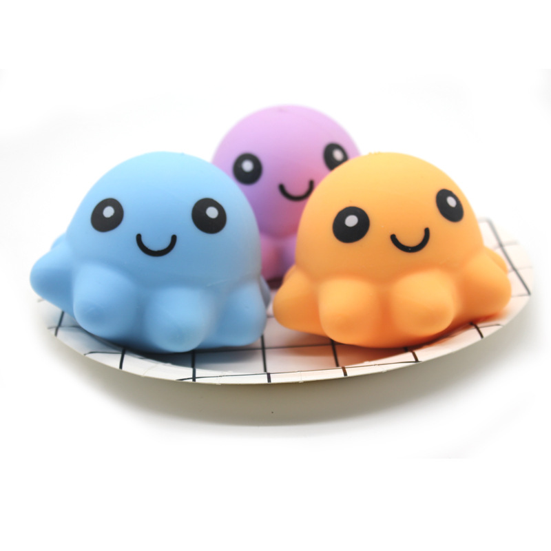 Heet verkopen zachte schattige octopus squish balls squishy stress relief speelgoed voor kinderen en volwassenen