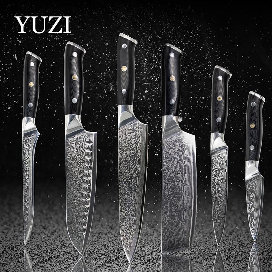 YUZI Eamascus Knowern Knves Ustaw Chef Lnife Professional Japan Sankotu Cleaver Bone Utility Paring Tools244G