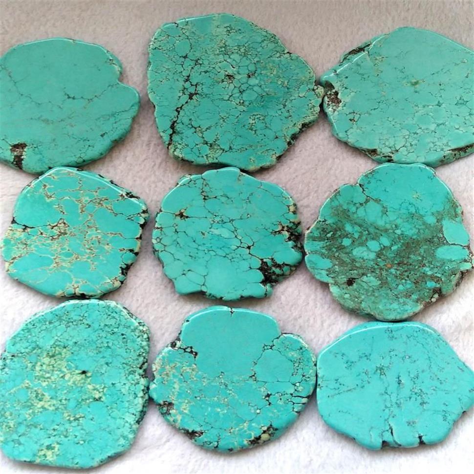 5st Turquoise Slab Turquoise Stone Cabochon Card Slab Form Venes Plat Nuggets Bead Hitta 30-100mm4 High Quality2256