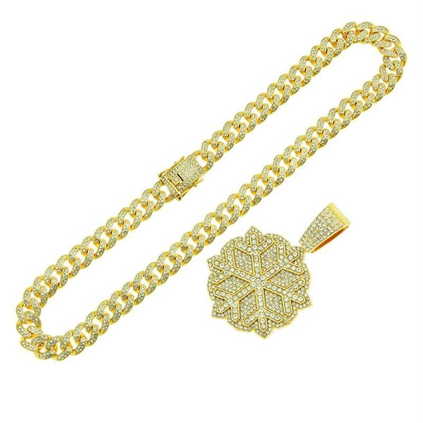 Pendant Necklaces Fashion Hip Hop Jewelry Cubic Zircon Snowflake With Width 13mm Iced Out Miami Cuban Link Chain Choker Gift221y