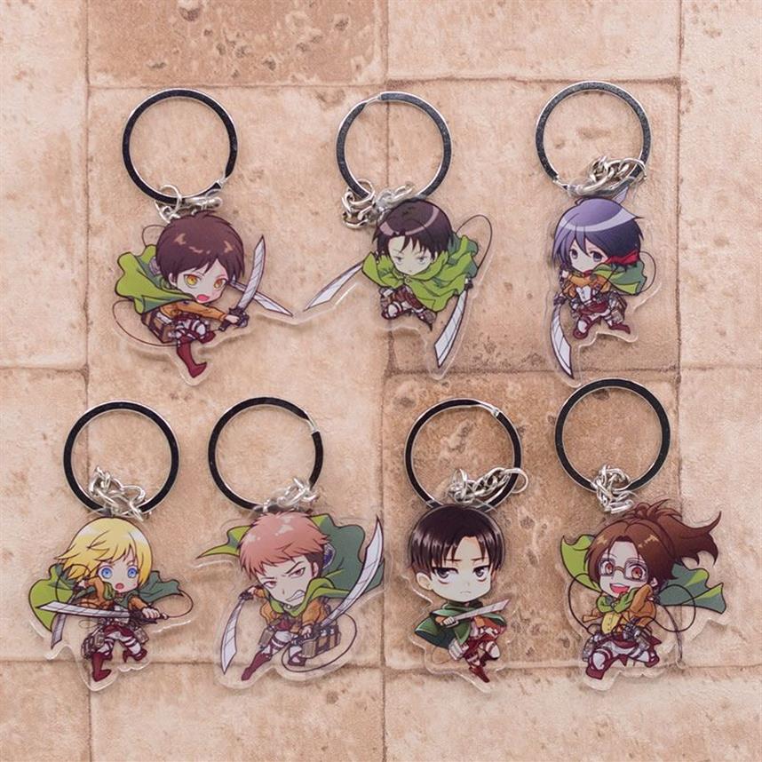 Attack on Titan Keychain Double Sided Acrylic Key Chain Pendant Anime Accessories Cartoon Key Ring261o