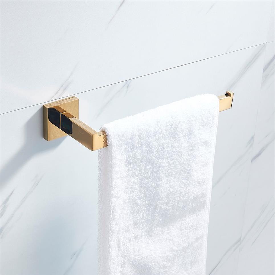 Badrumsmaskinvara Set Gold Polish Bathrobe Hook Thandduk Rail Bar Rack Bar Shelf Tissue Paper Holder Badrumstillbehör C10202287