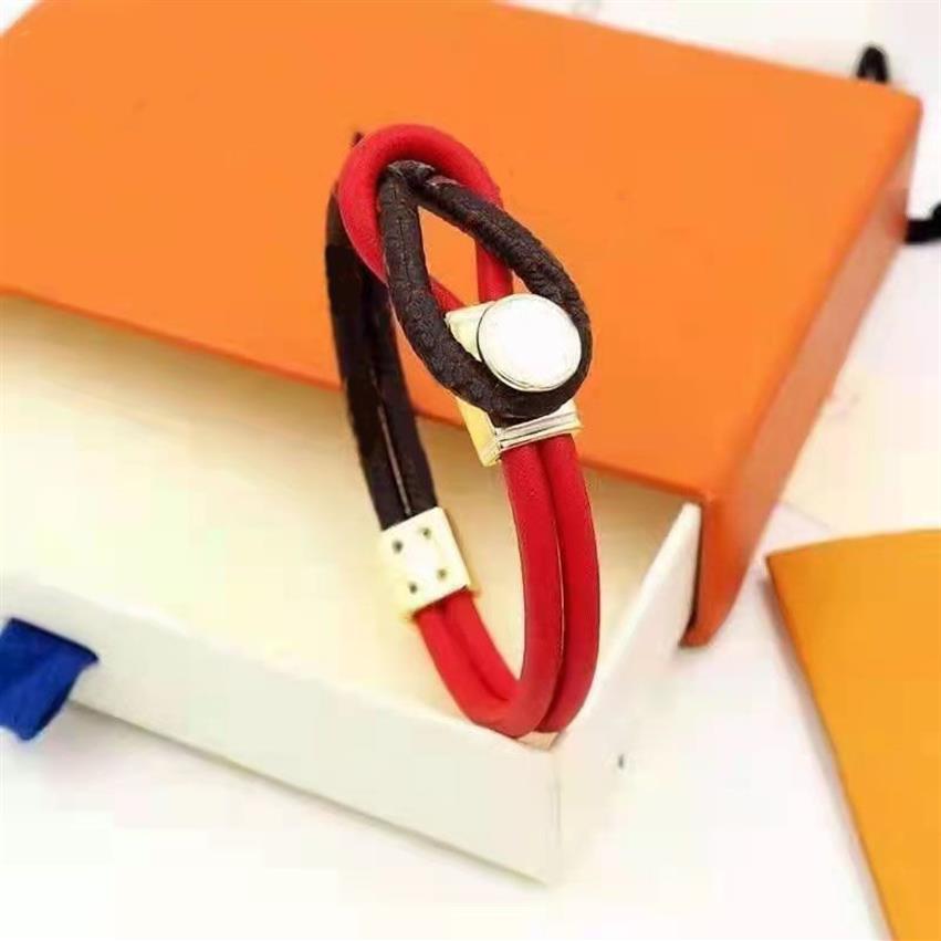 2021 Nuevo diseñador de lujo Pulsera de cuero Hombres Moda Personalidad Fiesta Pareja Joyería de alta calidad con Box279R