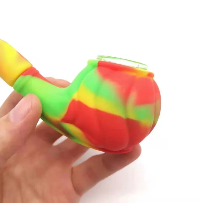 Pipes à fumer en silicone de haute qualité, tuyaux à main colorés, cuillères portables avec bol en verre, vente en gros