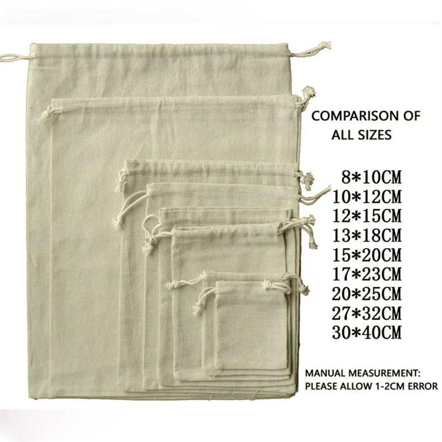 Jewelry Drawable Cotton Muslin Bags Wedding Gift Bags Pouches Retail Drawstring Pouch Packaging Christmas decor249g