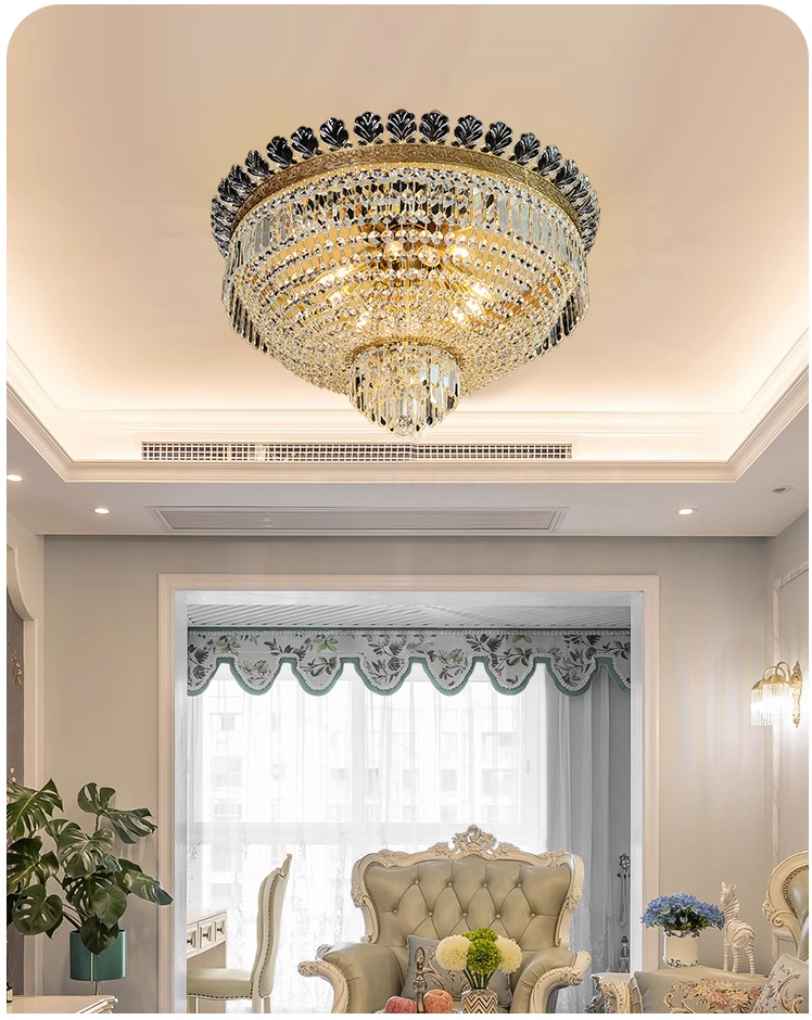 Amerikan Bronz Kristal Tavan Işıkları Fikstür Avrupa Vintage Bakır Chandelier Tavan Lambaları Retro Yatak Odası Salonu Ev Sanat Dekoru Parlak Lamparas Luminarias