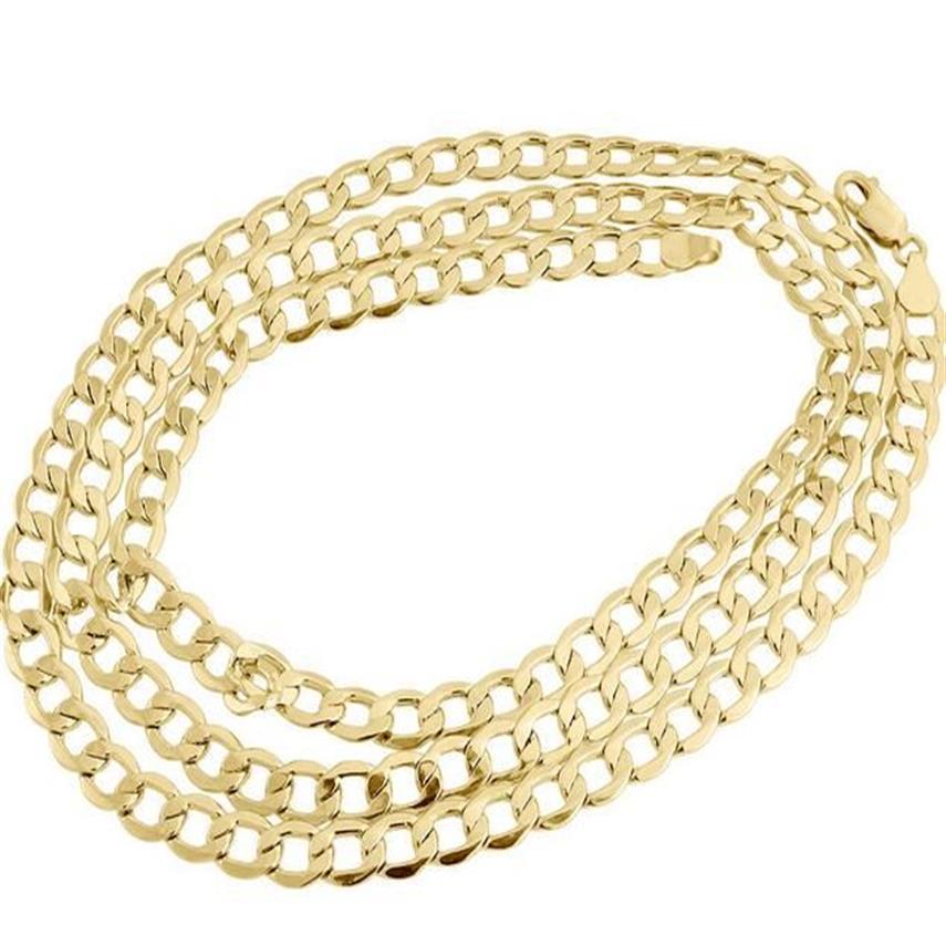 Mens Hollow 14k Yellow Gold 6 50 Mm Cuban Curb Link Chain Halsband 16-30 tum255U