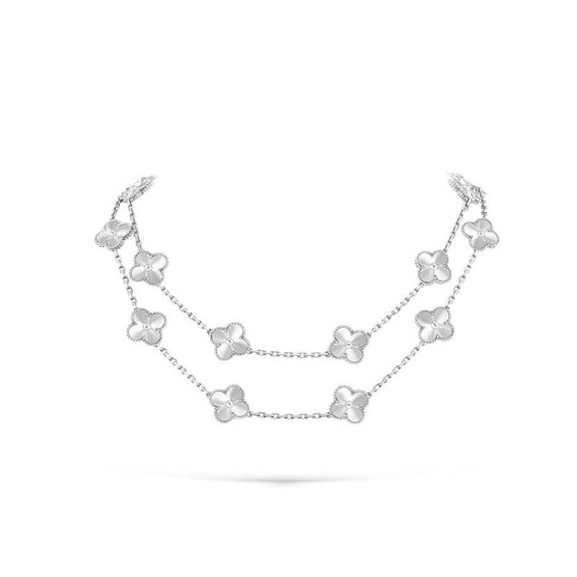 trèfle long collier iamond porte-bonheur cleef colliers bijoux de créateur pour les femmes fête cadeau de Noël marque lettre-V doré rose gold271J