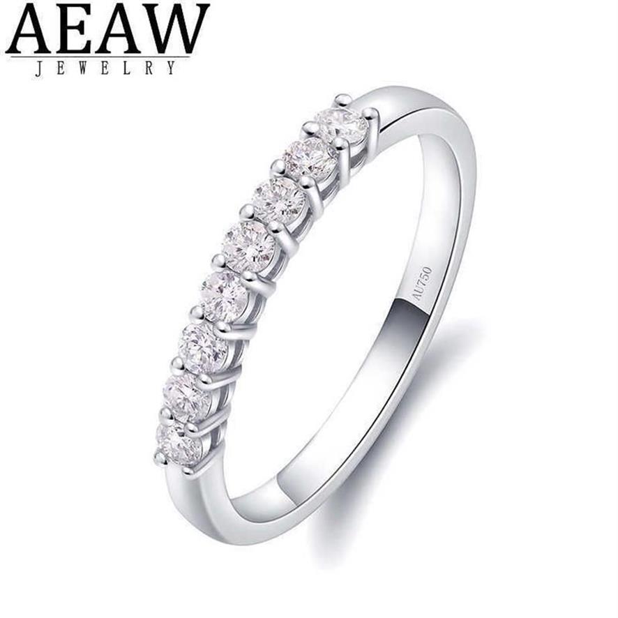 Aeaw 14k ouro branco 0 25ctw 2mm df corte redondo noivado casamento topázio moissanite laboratório cultivado anel de banda de diamante para mulheres 237v