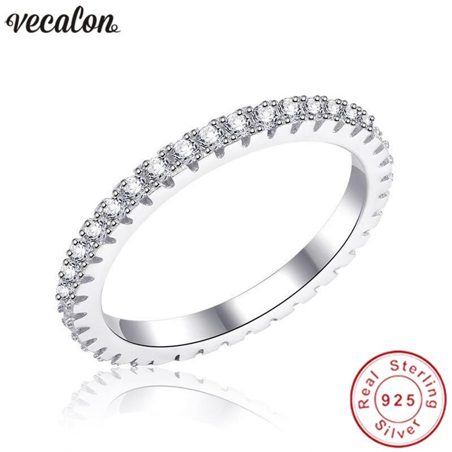 Anello Vecalon Classic Promise Anello di fidanzamento in argento sterling 925 Anelli con fascia nuziale con diamanti pieni gioielli da donna Gift243r