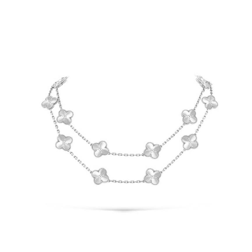 trèfle long collier iamond porte-bonheur cleef colliers bijoux de créateur pour les femmes fête cadeau de Noël marque lettre-V doré rose gold2185