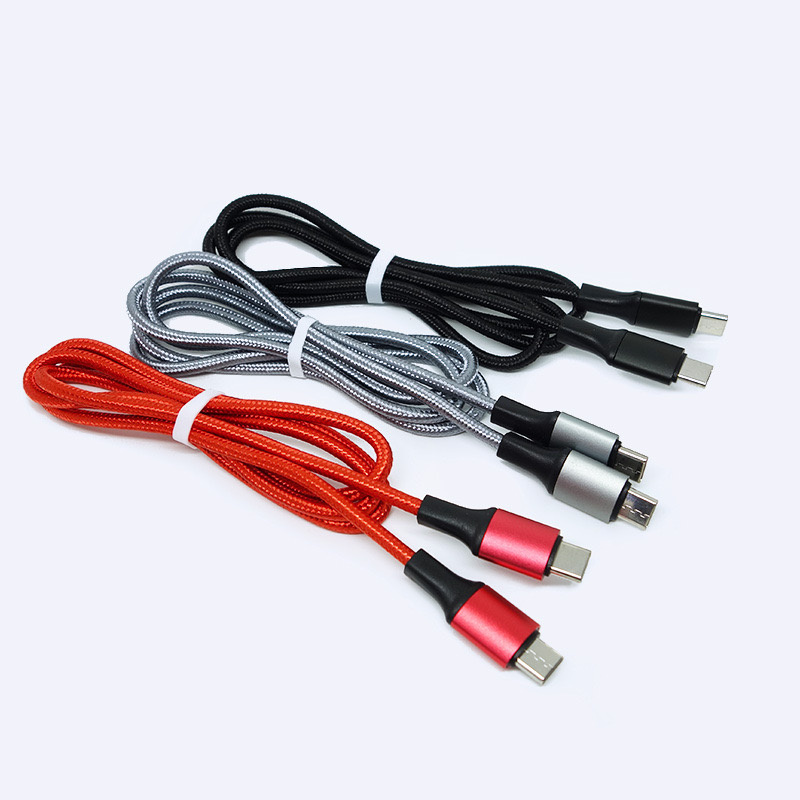 1M nylon gevlochten kabels Multi kleuren Type-C naar Type C Light PD-kabel 3A snellaadsnoer voor iPhone 15 12 Samsung Xiaomi Huawei-telefoons