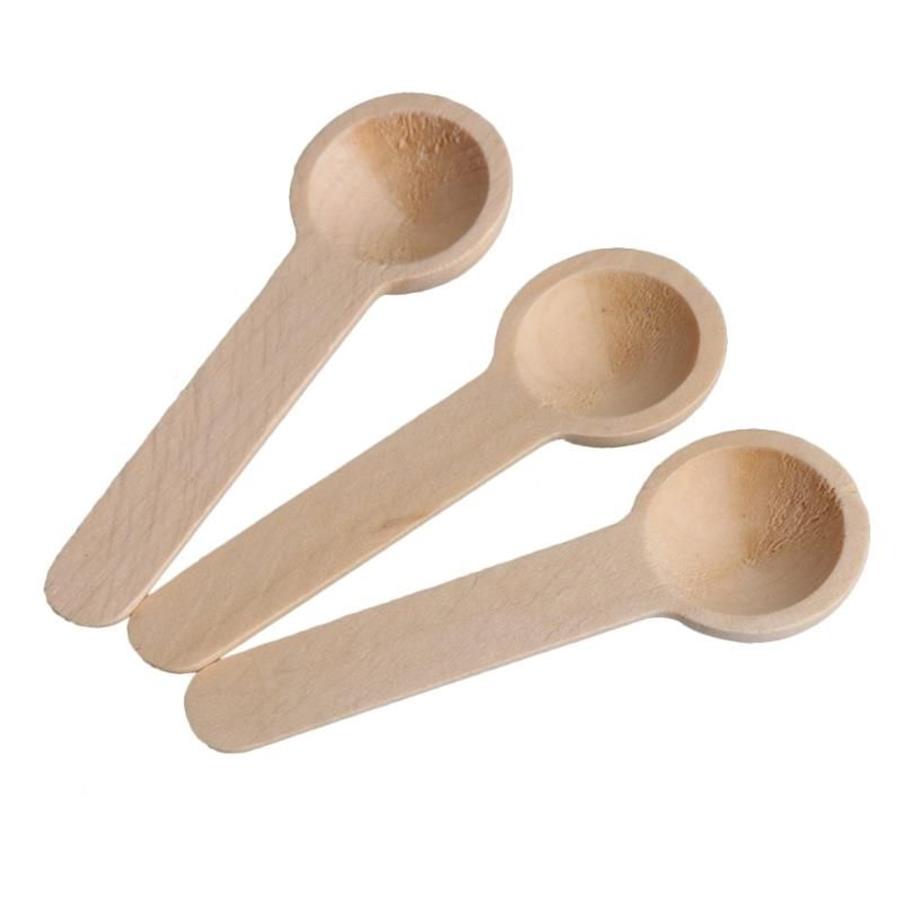 50 100 200 500 1000 pezzi Mini natura in legno cucina di casa cucchiai da cucina strumento Scooper sale condimento miele caffè248s