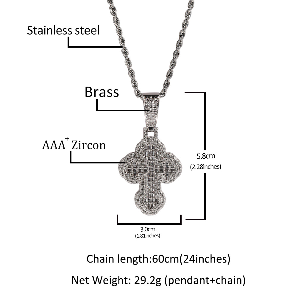 Collier avec pendentif croix Hip Hop pour femmes et hommes, cadeau complet en Zircon 5A, bijoux religieux